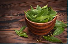 Bay leaf photo. Bay leaves in a bowl.